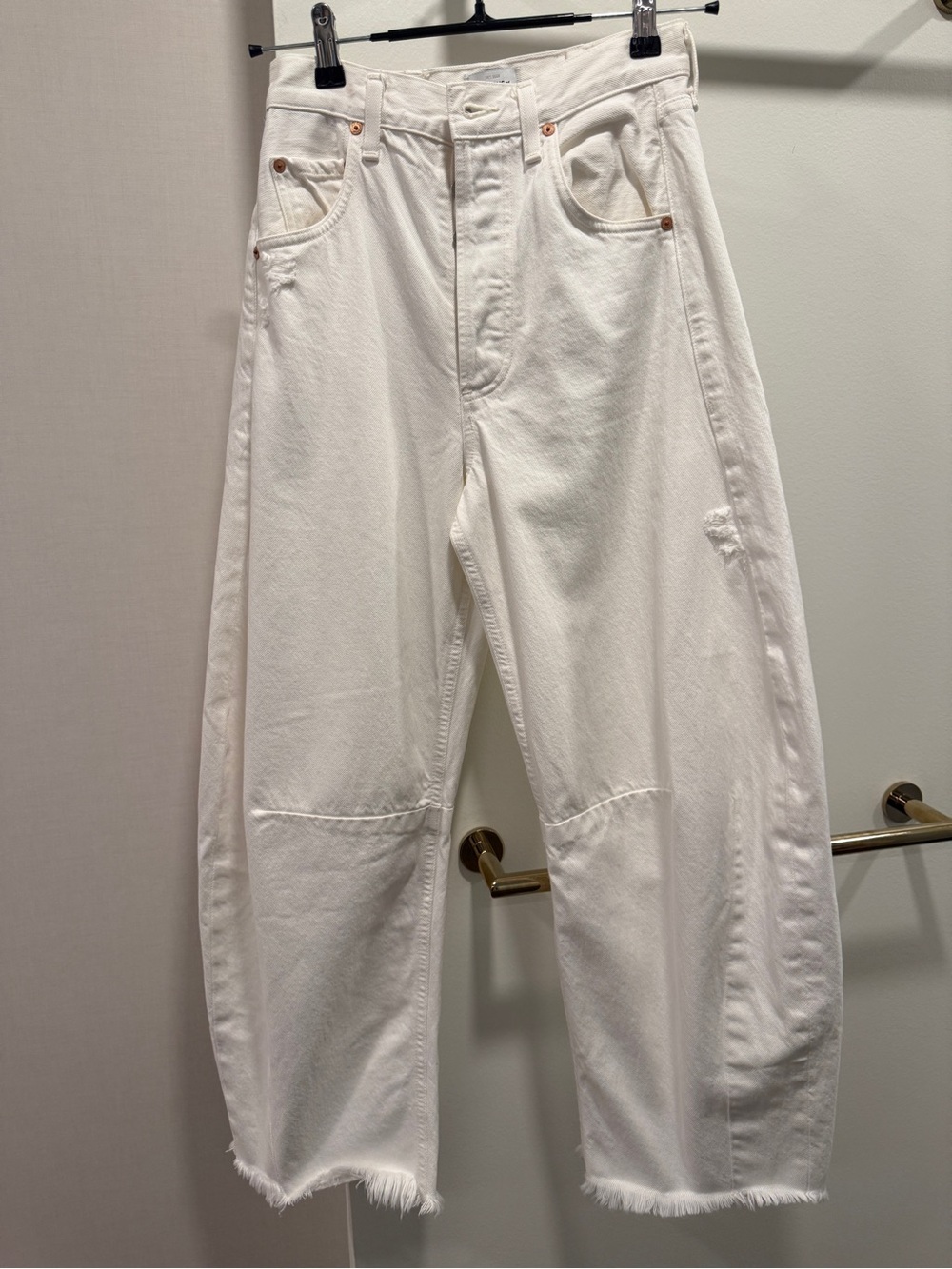 Citizens Of Humanity Off-White Wide Leg Crop Jeans